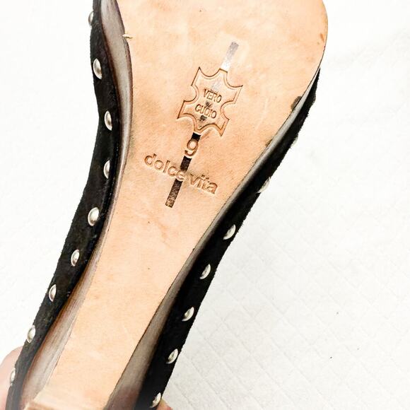 Dolce Vita 5" Holt Black Suede Studded Platform Pumps Size 9 - Picture 6 of 7